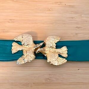 Gold linked bird leather belt